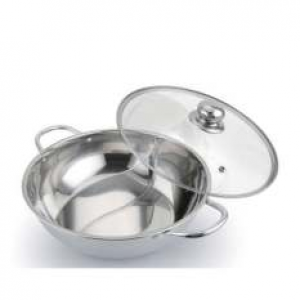 304不锈钢带盖鸳鸯锅 28cm Dual-Flavor 304 Stainless Steel Hot Pot with Glass Lid 
