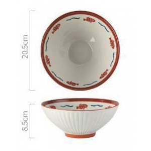 8寸斗笠拉面碗 游鱼 8-Inch Ramen Bowl Swimming Fish Design 1 pcs 
