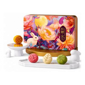 元朗 秋醴·流心月饼礼盒 EULONG Qiu Li · Lava Mooncake Giftbox 400g (8 pcs) EULONG Qiu Li · valuvaikutteisten kuukakkujen lahjapakkaus 400 g (8 kpl)