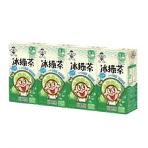 旺旺 茶饮料 冰绿茶  WANT WANT Iced Green Tea Drink WANT WANT jäätee vihreä tee 125ml*4