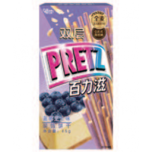 格力高双层百力滋蓝莓芝士味装饰饼干 45g Glico Double Pretz Blueberry Cheese Flavored Biscuit Sticks 45g