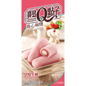 宝岛Q点子 卷心麻薯  草莓牛奶味 Strawberry Mochi Roll 150g 