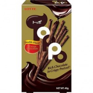 乐天饼干棒 双重巧克力味 LOTTE TOPPO Pretzel Sticks Double Chocolate LOTTE TOPPO Pretzel-tikut Double Suklaa 40g