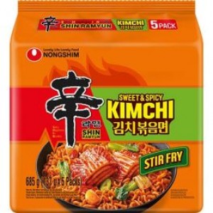 NONGSHIM 辣白菜炒方便面 五连包 NONGSHIM Instant Noodles Shin Kimchi Stir-Fry NONGSHIM pikanuudelit, Shin Kimchi -maku 5 pack