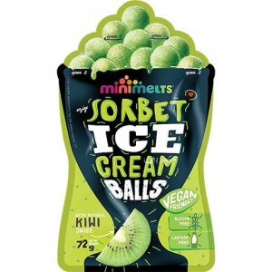 MINI MELTS 冰淇淋冰沙球 奇异果  MINI MELTS Ice Cream Sorbet Balls Kiwi MINI MELTS sorbettijäätelöpallot kiivi 72g