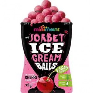 MINI MELTS 冰淇淋冰沙球 樱桃  MINI MELTS Ice Cream Sorbet Balls Cherry MINI MELTS sorbettijäätelöpallot kirsikka 72g
