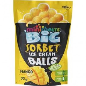 MINI MELTS 冰淇淋冰沙球 芒果  MINI MELTS Ice Cream Sorbet Balls Mango MINI MELTS sorbettijäätelöpallot mango 72g 
