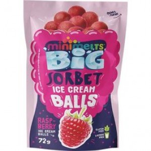 MINI MELTS 冰淇淋冰沙球 覆盆子 MINI MELTS Ice Cream Sorbet Balls Raspberry MINI MELTS sorbettijäätelöpallot vadelma 72g